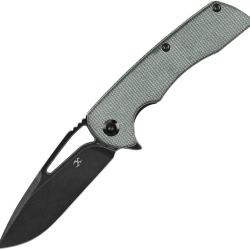 Couteau Kansept Knives Kryo Lame Acier 12C27 Manche Micarta Vert Framelock &Eacute;tui Nylon KT1001M2