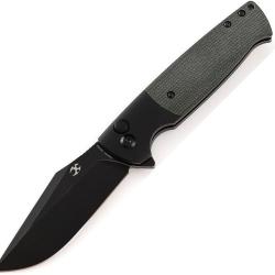 Couteau Pliant Kansept Knives Lame Acier 154CM Manche Aluminium et Micarta Noir et Vert KT2027B3
