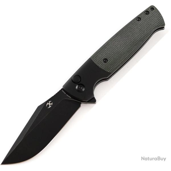 Couteau Pliant Kansept Knives Lame Acier 154CM Manche Aluminium et Micarta Noir et Vert KT2027B3