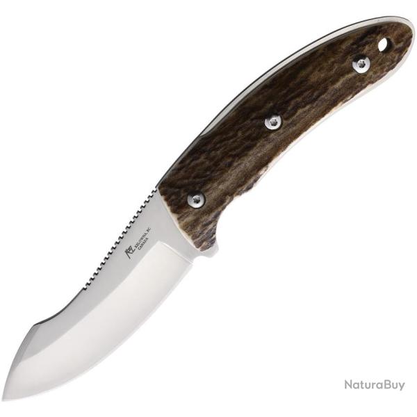 Couteau Fixe Katz Kagemusha Guthook Lame Acier 9Cr18MoV Manche Bois de Cerf �tui Cuir KTZNFXST