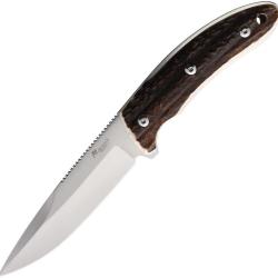 Couteau Fixe Katz Predator Lame Acier 9Cr18MoV Manche Bois de Cerf &Eacute;tui Cuir KTZPDT5ST
