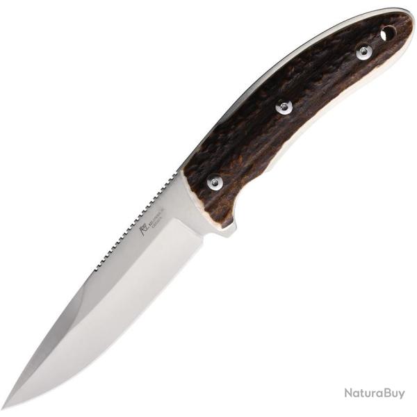 Couteau Fixe Katz Predator Lame Acier 9Cr18MoV Manche Bois de Cerf �tui Cuir KTZPDT5ST