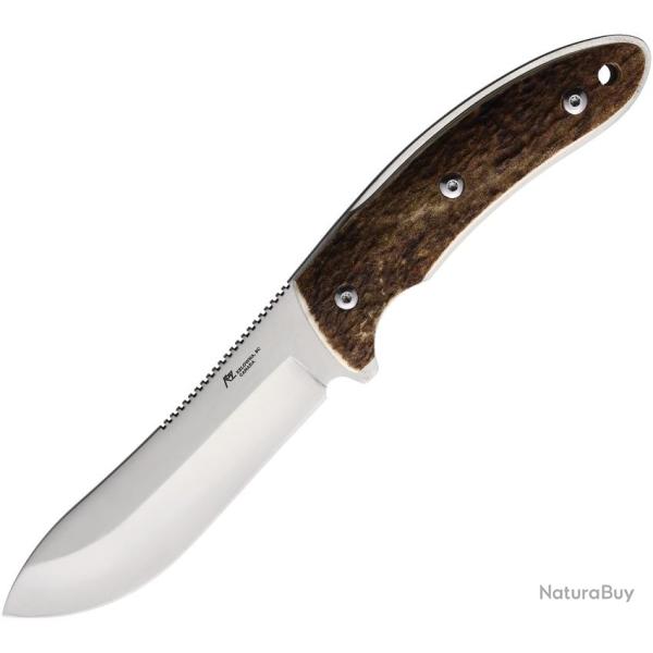 Couteau Fixe Katz Pro Hunter Lame Acier 9Cr18MoV Manche Bois de Cerf �tui Cuir KTZPRO45ST