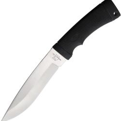 Couteau Fixe Katz Lame Acier Manche Caoutchouc Noir &Eacute;tui Nylon KZBK302BB