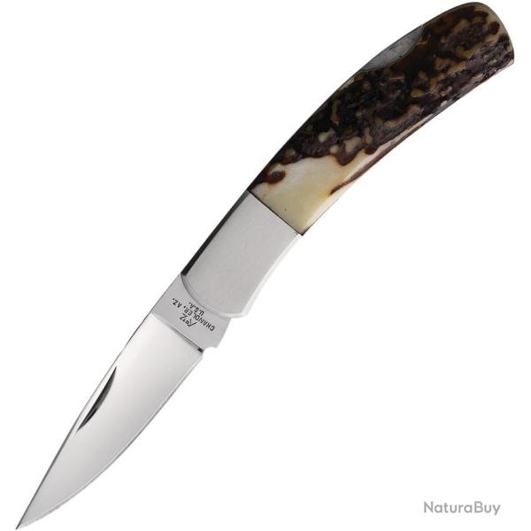 Couteau Pliant Katz Gentleman's Lame Acier ATS-34 Manche Bois de Cerf Lockback KZGTST