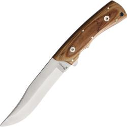 Couteau Fixe Katz Lion King Premium 300 Yukon Lame Acier AUS-8 Manche Bois &Eacute;tui Cuir KZK300UKBA
