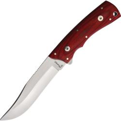 Couteau Fixe Katz Lion King Premium Cherry Lame Acier AUS-8 Manche Bois &Eacute;tui Cuir KZK300UKCW