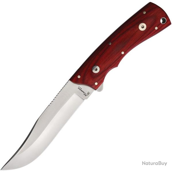 Couteau Fixe Katz Lion King Premium Cherry Lame Acier AUS-8 Manche Bois �tui Cuir KZK300UKCW