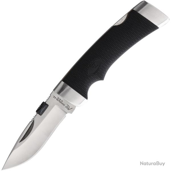Couteau Katz Cheetah Small Lame Inox Drop Point Manche Kraton Noir Lockback �tui Cuir KZK800DP