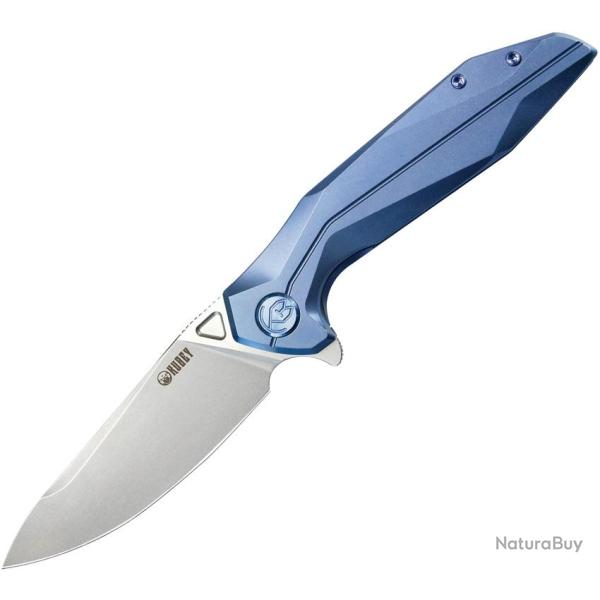 Couteau Pliant KB Knives Nova Lame Acier 14C28N Drop Point Manche Titane Bleu Framelock KUB235C