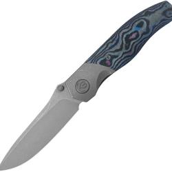Couteau Pliant KB Knives Velvet Snake Lame Acier M390 Manche Fibre de Carbone Camo Framelock KUB266B