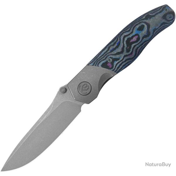 Couteau Pliant KB Knives Velvet Snake Lame Acier M390 Manche Fibre de Carbone Camo Framelock KUB266B