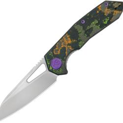 Couteau Pliant KB Knives Vagrant 80s Lame Acier M390 Manche Fibre de Carbone Camo Linerlock KUB2911G