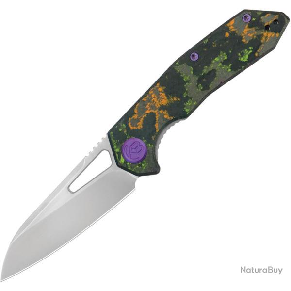Couteau Pliant KB Knives Vagrant 80s Lame Acier M390 Manche Fibre de Carbone Camo Linerlock KUB2911G