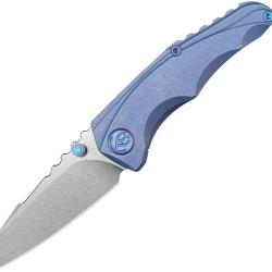 Couteau Pliant KB Knives Steeltle Lame Acier M390 Sheepsfoot Manche Titane Bleu Framelock KUB390C