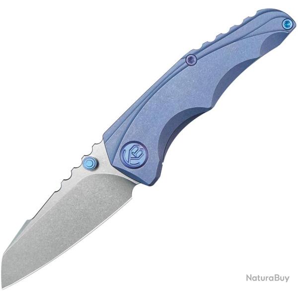 Couteau Pliant KB Knives Steeltle Lame Acier M390 Sheepsfoot Manche Titane Bleu Framelock KUB390C