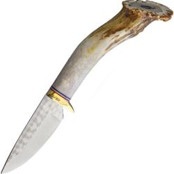 Couteau Ken Richardson Knives Small Hunter Lame Acier 1085 Manche Bois d'&Eacute;lan &Eacute;tui Cuir KRK1403DP