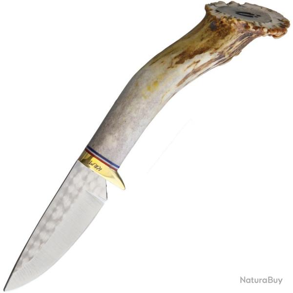 Couteau Ken Richardson Knives Small Hunter Lame Acier 1085 Manche Bois d'�lan �tui Cuir KRK1403DP