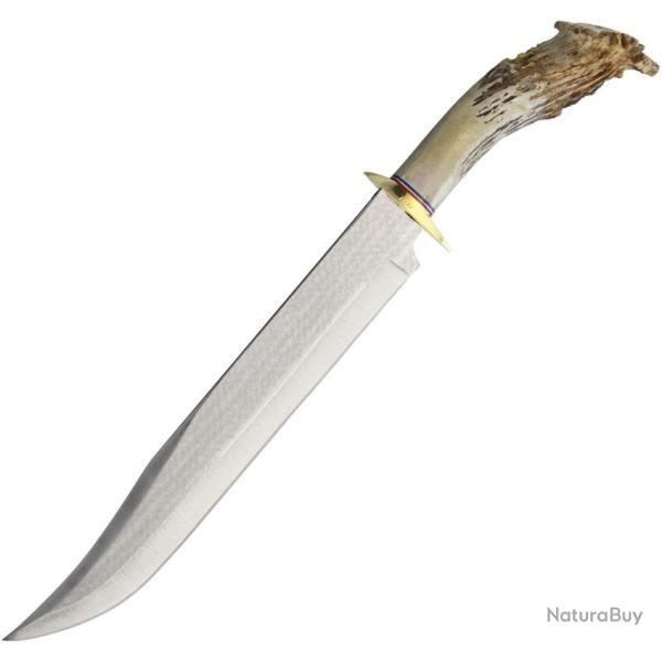 Couteau Fixe Ken Richardson Knives Slim Bowie Lame Acier 1085 Manche Bois d'�lan �tui Cuir KRK1411S