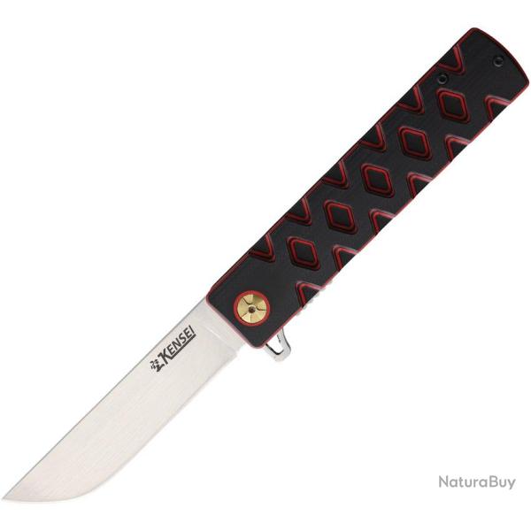 Couteau Pliant Kensei Lame Inox Manche G10 Noir et Rouge Linerlock KE008