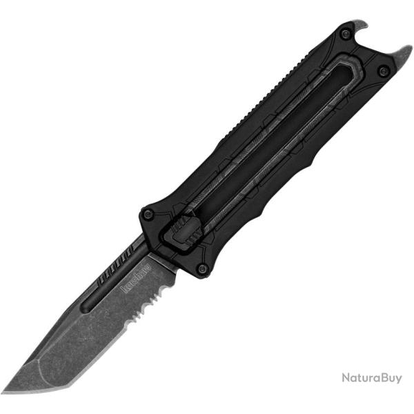 Couteau Kershaw Interstellar Lame Acier 8Cr13MoV Tanto Manche Nylon Noir Button Lock KS1195ACAX