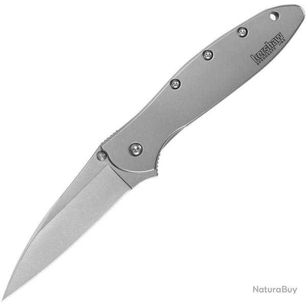 Couteau Pliant Kershaw Leek A/O Lame Acier 14C28N Manche Inox Framelock KS1660ACAX