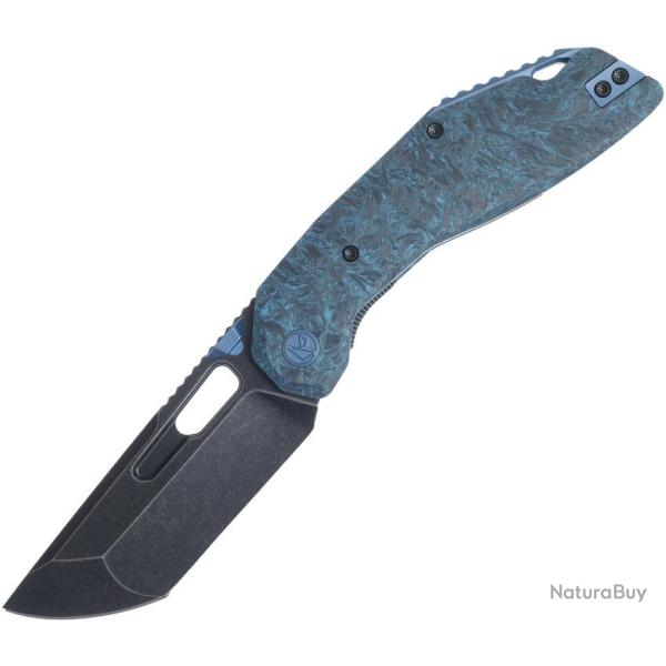 Couteau Ketuo Yakuza BL/SW Lame Acier 154CM Tanto Manche Fibre de Carbone Bleu Linerlock KETM0100