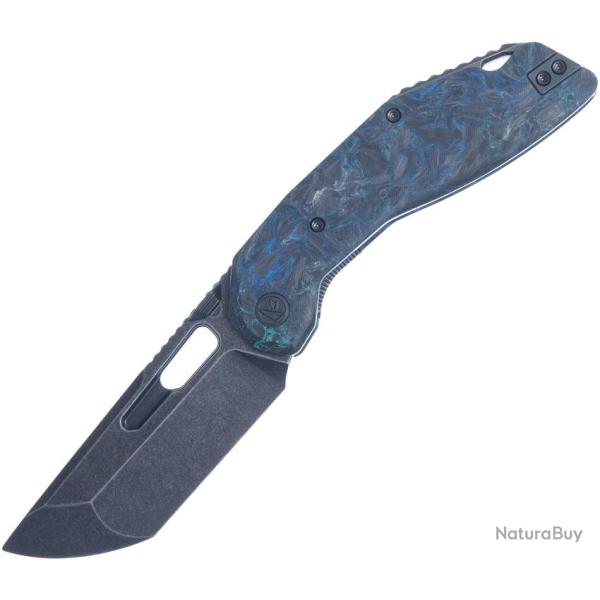 Couteau Ketuo Yakuza BSW Lame Acier 154CM Manche Fibre de Carbone Bleu et Vert Linerlock KETM0102