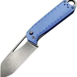 Couteau Pliant Ketuo Ventr V2 Lame Acier 14C28N Stonewash Noire Manche G10 Bleu Linerlock KETM0107