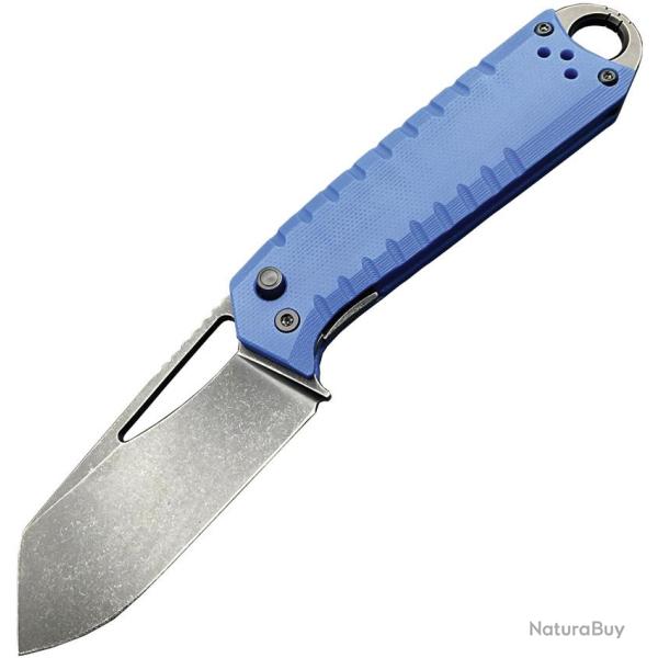 Couteau Pliant Ketuo Ventr V2 Lame Acier 14C28N Stonewash Noire Manche G10 Bleu Linerlock KETM0107