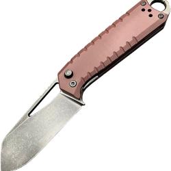 Couteau Ketuo Ventr V2 Rd Lame Acier 14C28N Stonewash Noire Manche G10 Marron Linerlock KETM0108
