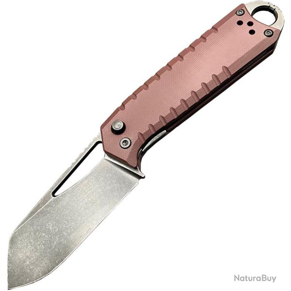 Couteau Ketuo Ventr V2 Rd Lame Acier 14C28N Stonewash Noire Manche G10 Marron Linerlock KETM0108