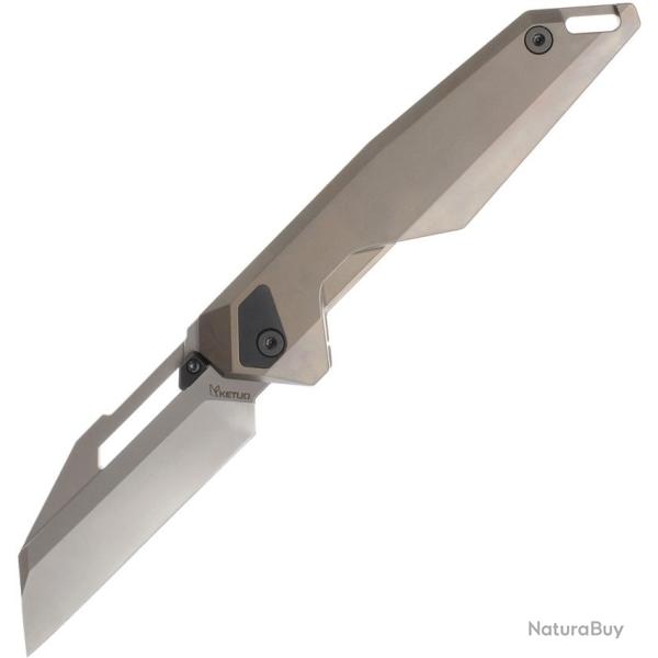 Couteau Pliant Ketuo Akimbo Lame Acier M390 Tanto Invers� Manche Titane Bronze Framelock KETM0120
