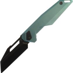 Couteau Ketuo Akimbo Lame Acier M390 Tanto Invers&eacute; Manche Titane Bleu Canard Framelock KETM0123