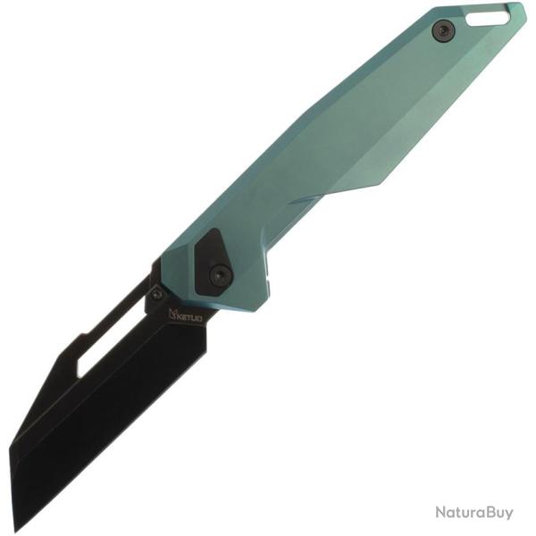 Couteau Ketuo Akimbo Lame Acier M390 Tanto Invers� Manche Titane Bleu Canard Framelock KETM0123