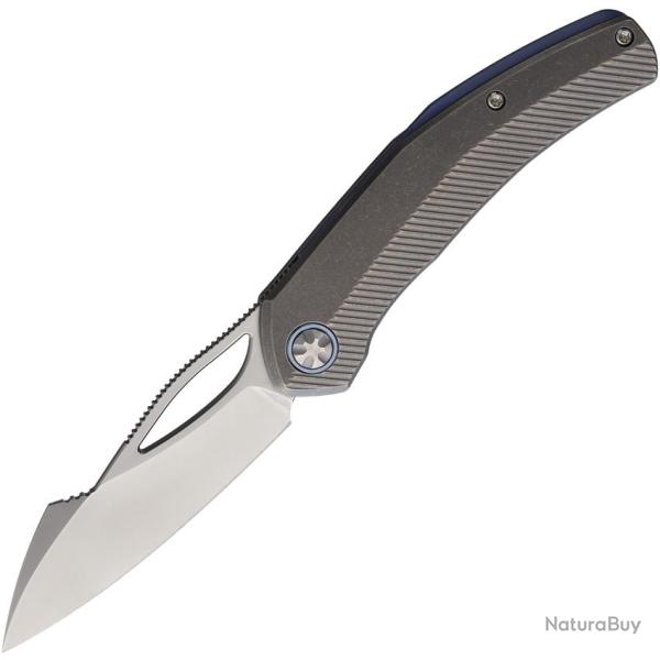 Couteau Pliant Ketuo Slashley Lame Acier M390 Manche Titane Gris Framelock KETM0131