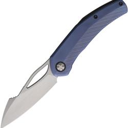 Couteau Pliant Ketuo Slashley Lame Acier M390 Manche Titane Bleu Framelock KETM0132