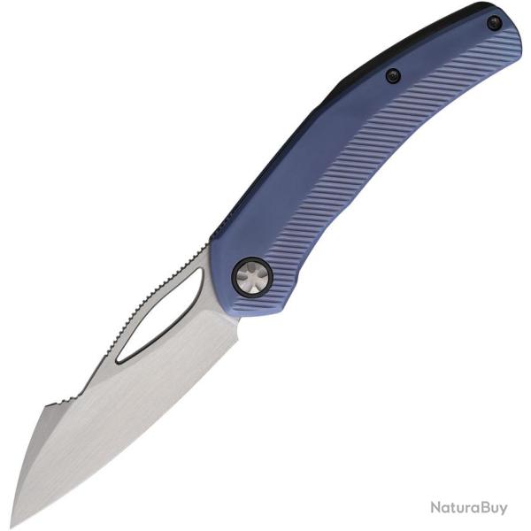 Couteau Pliant Ketuo Slashley Lame Acier M390 Manche Titane Bleu Framelock KETM0132
