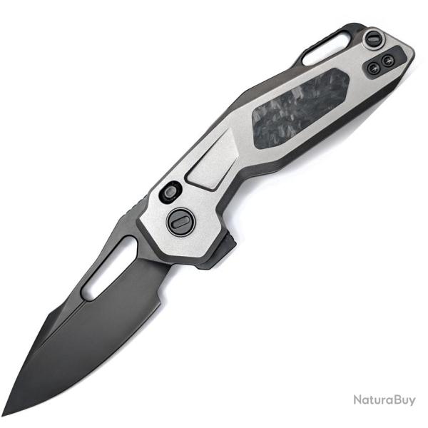 Couteau Pliant Ketuo Mini Griffin Lame Acier M390 Noire Manche Titane Gris Linerlock KETM025