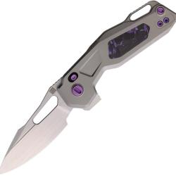 Couteau Ketuo Mini Griffin PPL Lame Acier M390 Manche Titane Gris et Violet Button Lock KETM070