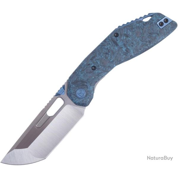 Couteau Ketuo Yakuza BL/S Lame Acier 154CM Tanto Manche Fibre de Carbone Bleu Linerlock KETM099