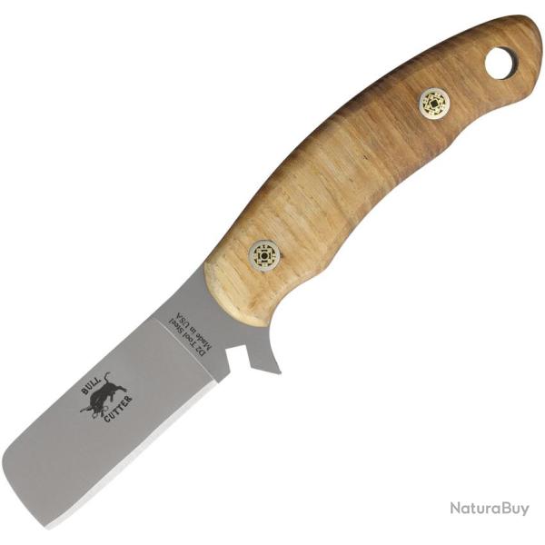 Couteau Knives Of Alaska Bull Cutter Ash Lame Acier D2 Sheepsfoot Manche Bois �tui Cuir KOA00078FG