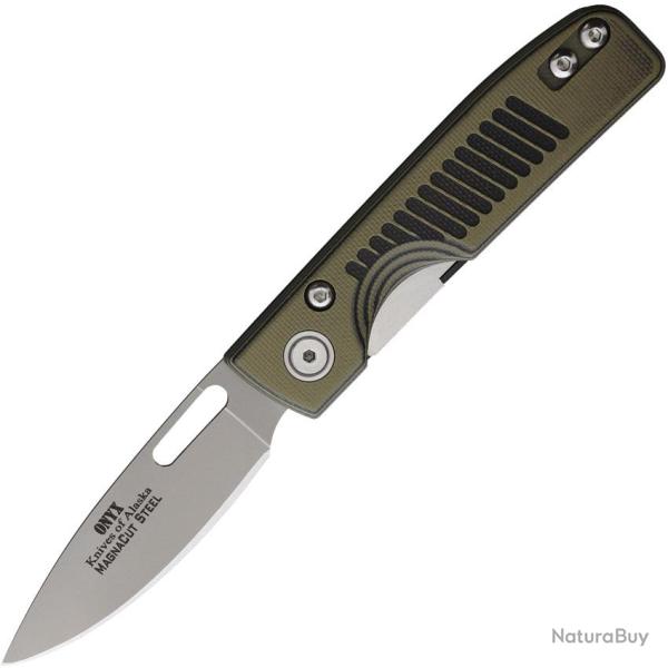 Couteau Knives Of Alaska Onyx Magna Lame Acier CPM-MagnaCut Manche G10 Vert Olive et Noir KOA00788FG