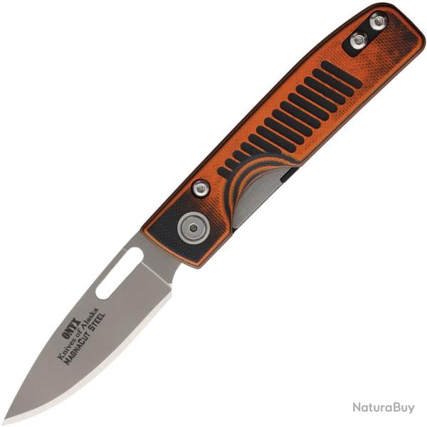 Couteau Knives Of Alaska Onyx Magna Lame Acier CPM-MagnaCut Manche G10 Noir et Orange KOA00789FG