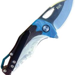 Couteau KOI Knives Wren Lame Acier 14C28N Manche &Eacute;b&egrave;ne Blanc Insert Synth&eacute;tique Linerlock KOI009