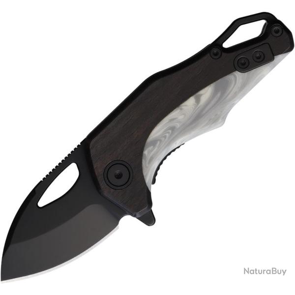 Couteau KOI Knives Willy Wagtail Lame Acier 14C28N Drop Point Manche Bois Marron Linerlock KOI010