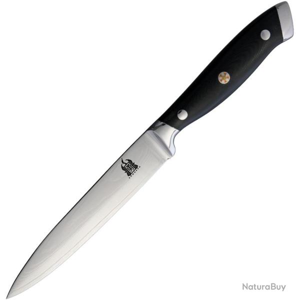 Couteau Fixe Komoran Lame Acier Damas Manche Micarta Noir KO031
