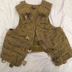 Authentique de l'arm&eacute;e de terre - Gilet tactique militaire Mil-Tec kaki MOLLE - Airsoft / Paintball