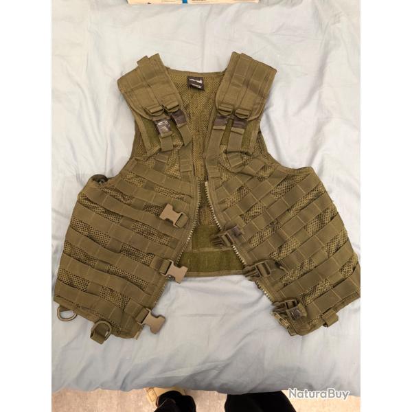 Authentique de l'arm�e de terre - Gilet tactique militaire Mil-Tec kaki MOLLE - Airsoft / Paintball
