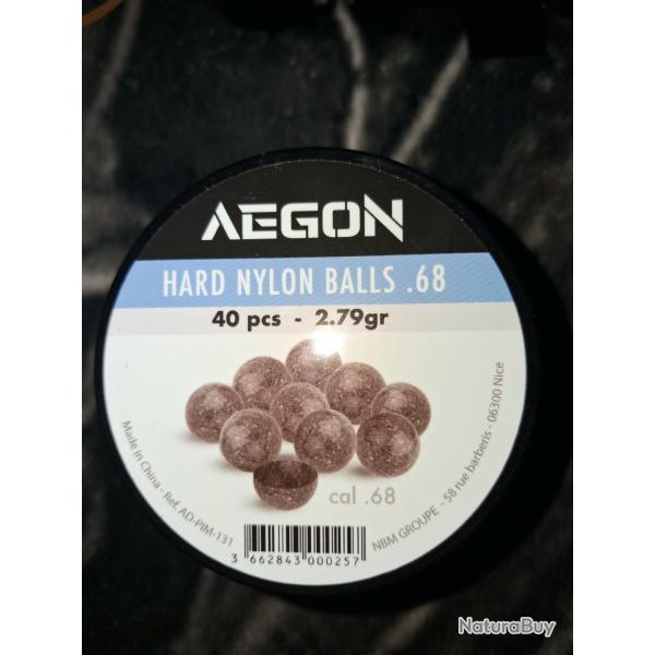 40 Billes durcies nylon calibre .68 Aegon